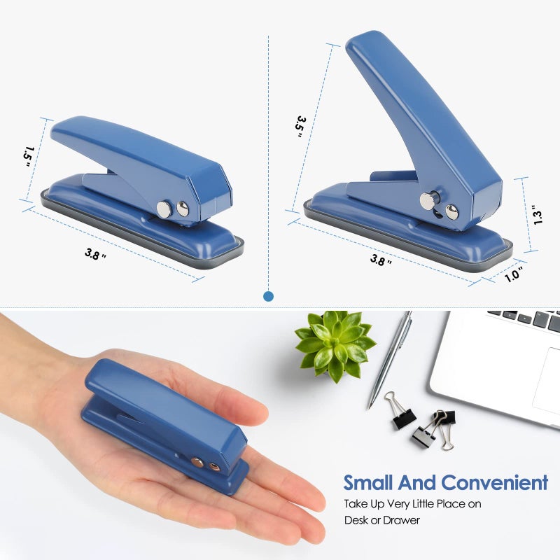 MROCO Single Hole Punch, 1/4" Hole Puncher, 20 Sheet Punch Capacity, Handheld with Non-Skid Base for Paper Chipboard Craft Paper and Art Project, Blue - Image 5